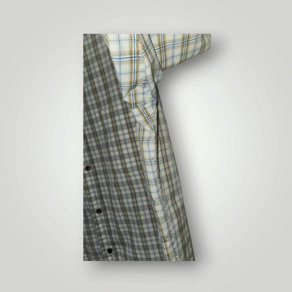 Banana Republic Classic Fit Mens tan Plaid Shirt Large Button Down Long Sleev